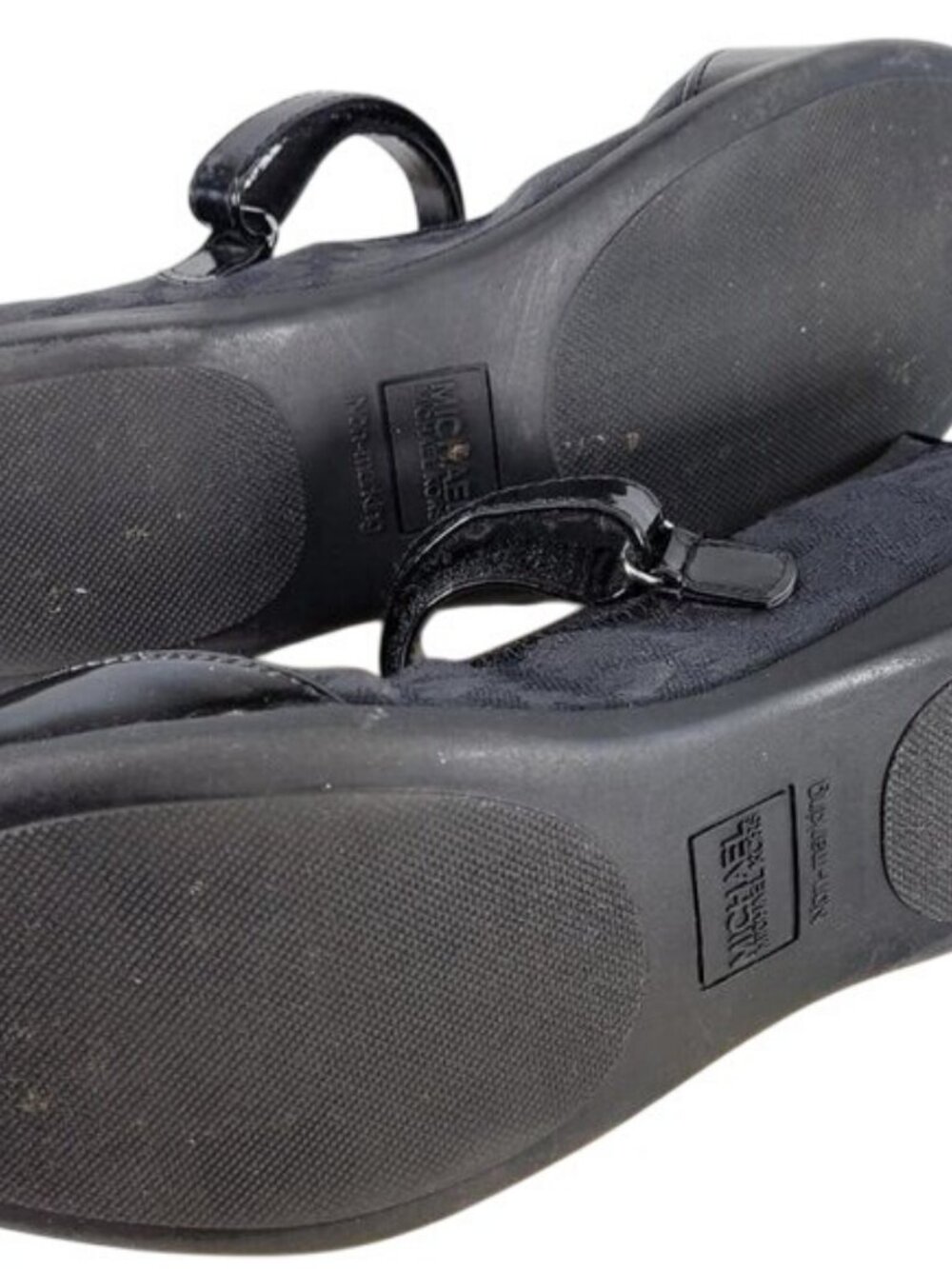 Michael Kors Amber Meg Black Leather Ballerina Flats Mary Janes Bucked size 36 - Picture 7 of 8